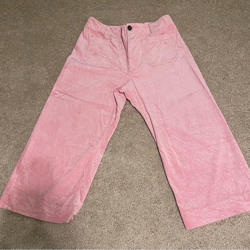 Anthropologie Colette Pink Corduroy Crop Pants size 34